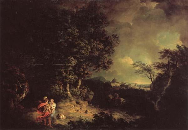 JONES, Thomas Landscape with Dido and Aeneas